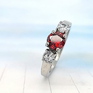 Birthstone Ring: Stainless Steel CZ Gemstone Jewelry Gift - Etsy