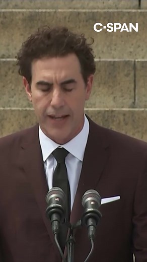 Sacha Baron Cohen, the actor and comedian behind the satirical movie “Borat,” spoke Saturday at the 60th anniversary of the March on Washington. “The idea that people of color are inferior is a lie. The idea that Jews are dangerous and all-powerful is a lie. The idea that women are not equal to men is a lie. And the idea that queer people are a threat to our children is a lie,” he said from the steps of the Lincoln Memorial. #sachabaroncohen #marchonwashington #washingtondc #cspan