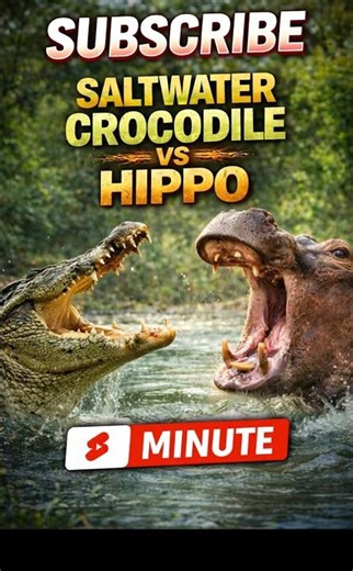 Saltwater Crocodile vs Hippo – Who Rules the River?😳#battle#wildlife#facts#animals#