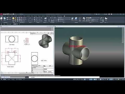 Cross/4-way pipe fitting in AutoCAD