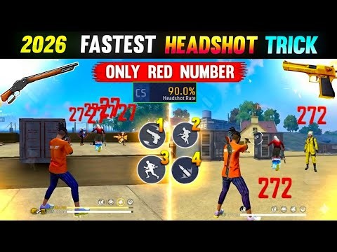 🔥2026 Headshot trick New ⚡ Only red number ✅ FF 90% headshot rate trick | Free fire| FF tips| tlk