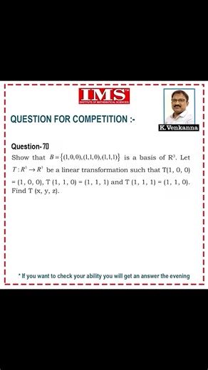 Q.70 IMS (Institute of Mathematical Sciences) New Delhi #ias #ifos #upsc #mathematics #exam