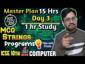 Master Plan Day 3 String Programs & MCQ for ICSE 10 Computer Exam Preparation || YP Computer Classes