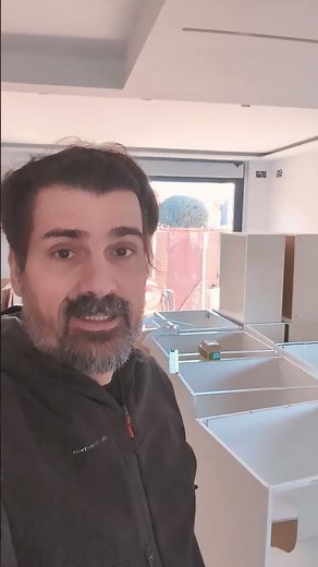 assembling an Ikea kitchen