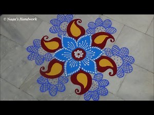 Colour Rangoli Design-Free Hand Rangoli Design-Flower Rangoli Design By Nagu's Handwork