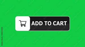 Green screen animation of add to cart push button with pointer, simple animation of cursor icon clicking add to cart button, Animation of add to cart button, add to cart on green background
