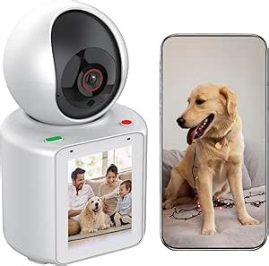 2 Way Video Calling Camera, Dog Camera with Phone App, 2.4G WiFi Only, 360° PTZ Pet Monitor Cam with Speaker, 2.8" Display Doggy Cam, Motion Detector, 1 Click Call, in-House Monitoring Pet/Baby/Nanny