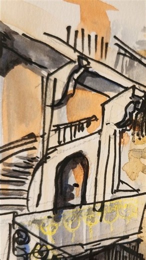 Croquis urbain à Lyon : dessiner une traboule à l’aquarelle et au feutre #urbanartsketch