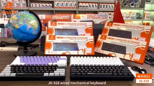JK-928 Wired Mechanical Gaming Keyboard, 61 Keys, with Colorful RGB Lighting, English Arabic, Compatible with Desktops and Laptops#JEQANG #keyboard