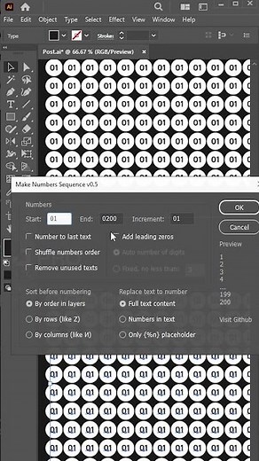 How to create auto numbering in Adobe illustrator with just one click.