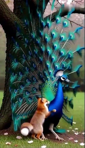 The Little Fox Echo: Dancing with Peacock Under Sakura Rain 🌸#LittleFoxEcho #peacock #SakuraRain