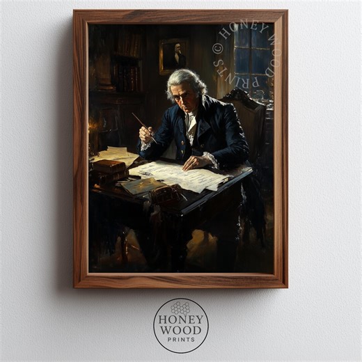 Thomas Jefferson Writing Declaration - Vintage Quill Portrait Art Print, Classic Moody Room, Historic Scholar Decor, Printable Wall Art 560 - Etsy