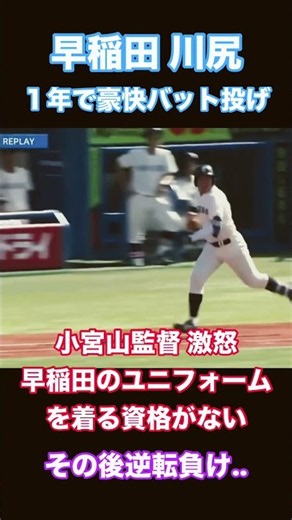 川尻バットフリップし、小宮山監督激怒 #早稲田 #野球部 #六大学野球 #小宮山 #小宮山監督 #川尻 #バットフリップ #激怒 #法政 #大学野球