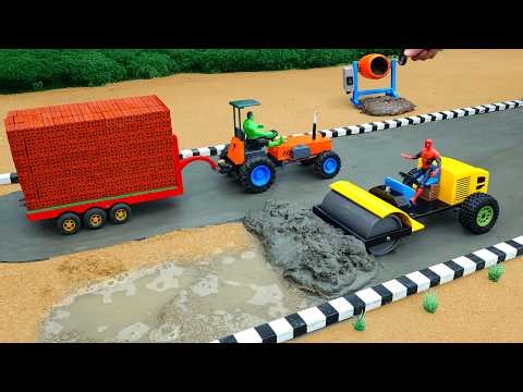 DIY Tractor Concrete Road Construction With Mini Truck And Roller Science Project
