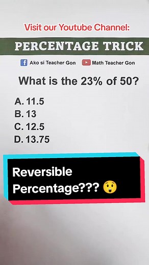 Reversible Percentage Trick: Math Review for CS Exam 2023