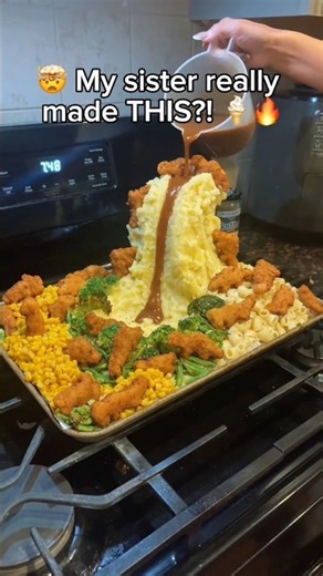 🍗 My Sister Made the Ultimate Mashed Potato Volcano! 🌋🤯