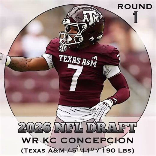 POWERHOUSESCOUTING 🦾🔥 on Instagram: "WR KC Concepcion (Texas A&M / 5’ 11” / 190 Lbs) Projected Round - 1 My next WR has been on my top 5 for this class since ‘23, KC Concepcion. He started at NC State for two seasons racking up 1,299 Rec yards then went to Texas A&M gaining another 919 Rec Yards. His 30 Total TDs in those 3 seasons is not to be taken lightly. He offers excellent return skills & can take them to the house (2 PR TD). A team looking for an excellent IQ route runner then this is t