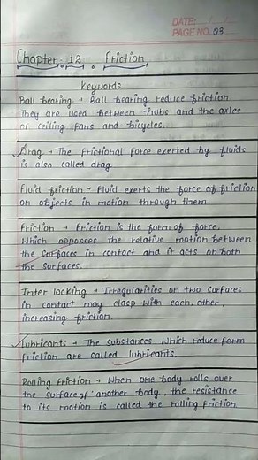 Class 8th Science Chapter 12 Friction Keywords