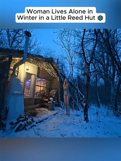 Woman Lives Alone in Winter in a Little Reed Hut ❄️ #camping #solocamping #campingUSA #uscamping #survival #girlcamping #outdoors #snow #asmr #relax #camp #campinglife #rain #snowcamping #luxurycamping #luxurytent #campingtent @lucy.on.reddit