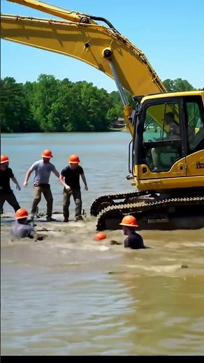 Terrifying Moment: Excavator Crashes Into the Lake During Loading Process