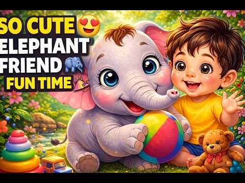👉 “Cute Baby Elephant Playing with Baby 🐘👶 | Fun Kids Cartoon”
