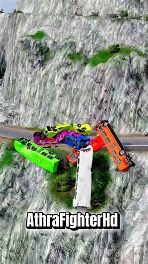 35+ Buses Rolling Down Hill 😳 | BeamNG Chaos Simulation #athrafighterhd
