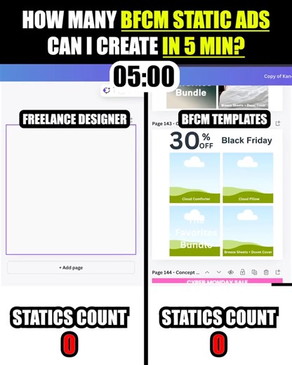 Design your entire BFCM campaign fast with plug-and-play Canva templates 🎨 Don’t start from scratch — grab our professionally designed Canva static ad templates ✨ These plug-and-play Static ad Canva templates are fully editable, easy to use, and crafted to help your brand stand out with eye-catching visuals. Just replace text, images, fonts and colors, and you’re good to go. 🎨 Don’t Let BFCM Stress You Out — Start with Proven Templates. Download Proven Canva Templates Today 👇 | Waves Digital