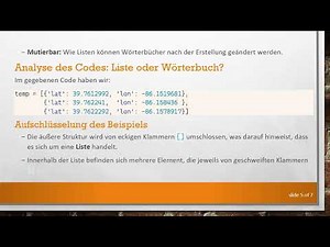 Python-Datenstrukturen verstehen: Ist es eine Liste oder ein Dict?