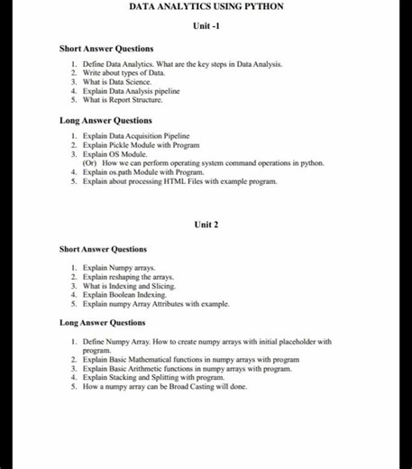 Sem 4 BSC Data Analytics using Python Important Qs ✅ #DataAnalytics #Sem4Important #degree #shorts