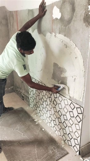 रूम वॉल टाइल्सफाइटिंग 2×4 फिटिंग का सबसे आसन तरीका ✅ #tiles #wall #granite #work