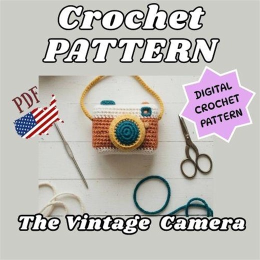 Vintage Crochet Camera Pattern, Amigurumi Photo Prop (PDF Pattern) - Etsy UK