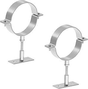 2 Sets 6 Inch Adjustable Pipe Bracket, Heavy Duty Galvanized Steel Split Ring Hanger, Round Supports for Plastic Ventilation Pipe Chimney Drainage Tube