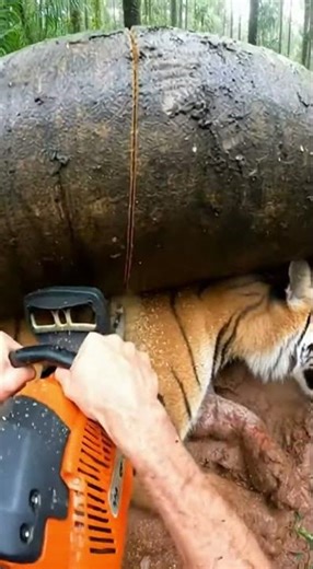 Man saves jaguar in the middle of the forest.