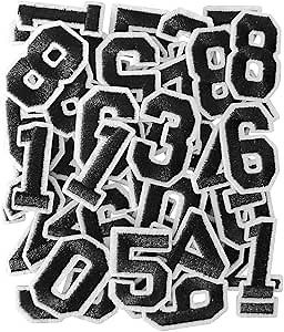 50PCS Iron on Numbers Patches, Embroidered Black Numbers Iron on Patches for Clothes, Dress, Hat, Jeans(Black)
