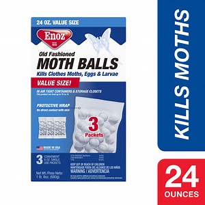(3 pack) Enoz Old Fashioned Moth Balls - Naphthalene, 8oz, Clothes Moth Killer, 3-pack