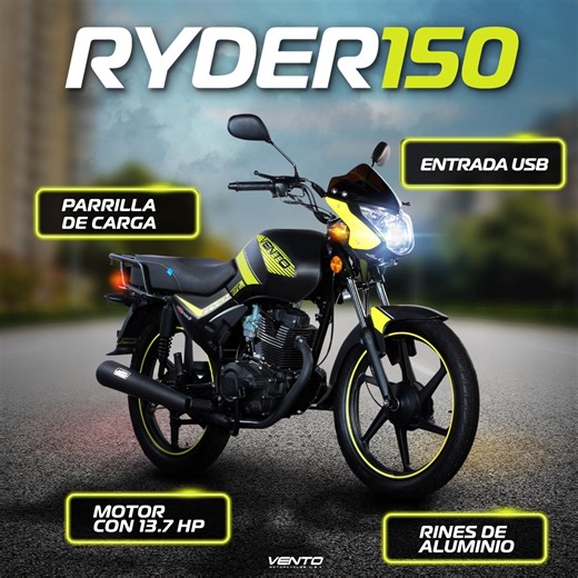 Descubre todo lo que la #RYDER150cc 🏍️ es capaz de hacerte sentir con su increíble desempeño, su ambicioso rendimiento y su dinámico diseño. ¡Si aún no tienes la tuya visita www.vento.com y estrénala desde $305! #MotosVento 🤟🏼 | Vento Motorcycles U.S.A