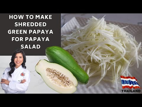 How to shredded papaya for papaya salad / Julienne green papaya/ Som Tum Thai