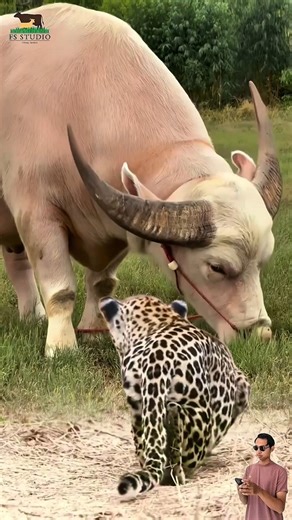 Kerbau albino vs Macan tutul #animals #kerbau #macantutul