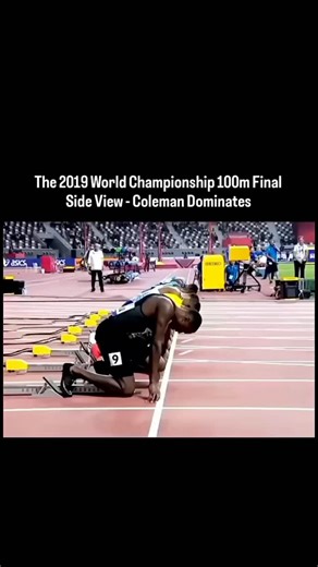 knowledge on Instagram: "The 2019 World Athletics Championships 100m final was a thrilling showdown captured in a side‑view shot featuring *Christian Coleman* poised at the starting line (bib 9). Coleman blasted off the blocks and dominated the race, crossing the finish line in *9.76 seconds* to claim the gold medal. The event took place in Doha, Qatar, showcasing elite sprinting skill, explosive power, and razor‑sharp technique. Coleman’s victory solidified his reputation as one of the world’s