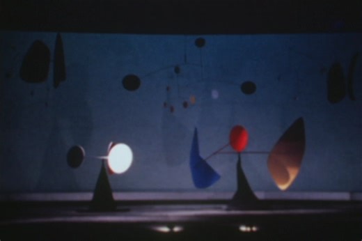 The only theatrical production imagined entirely by Calder, Work in Progress was commissioned by the Teatro dell'Opera di Roma and premiered there in 1968. An artistic experiment drawn from ideas and concepts explored throughout his decades-long career, Work in Progress is a world of Calder’s own design. His “ballet without dancers” is full of moments simultaneously nuanced and unpredictable, including set pieces that psychedelically visualize the natural world, dynamic arabesques drawn by cycli