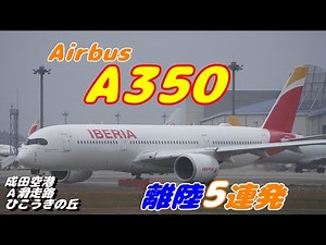 【A350第一弾 / 4K】成田空港 ひこうきの丘 Ａランに離着陸する飛行機５連発