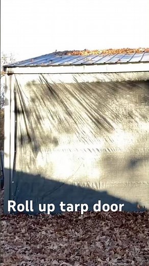 Cheap homemade roll up tarp door for garage #shorts #garage #homemade