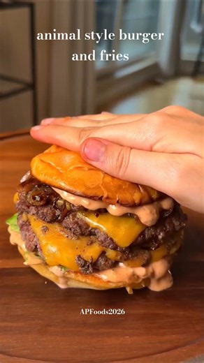 animal style burger and fries #americanfood #animalstyle #fries #shorts #recipes
