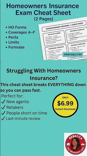 HO Insurance Exam Cheat Sheet to Study Faster
