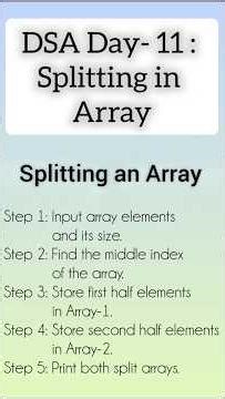 Day 11 of DSA | Splitting an Array in C | Easy Program for Beginners #dsa #cprogramming #learncoding