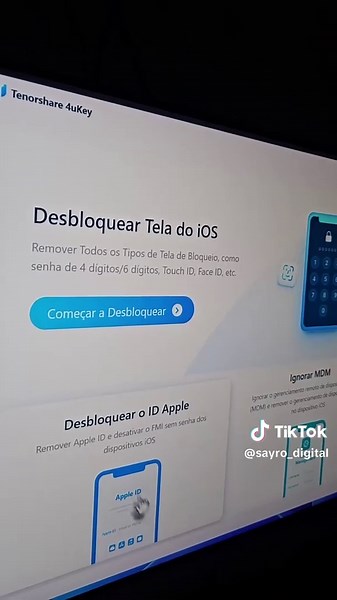 📱 iPhone bloqueado ou indisponível? Calma que tem solução! 👇 Se você esqueceu a senha da tela, comprou um aparelho usado com Apple ID antigo ou travou o código de tempo de uso, o Tenorshare 4uKey vai salvar o seu dispositivo direto pelo computador e em poucos minutos! 🔓 O que ele resolve rápido: Senhas de 4/6 dígitos, Touch ID ou Face ID bloqueados. Remoção de Apple ID sem a senha antiga. Zera o Screen Time (Controle Parental) sem perder dados. Quer aprender a desbloquear o seu agora? 🔗 Link