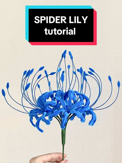 Blue SPIDER LILY tutorial - diy pipe cleaner 💙 This big blue pipecleaner lycoris is perfect for rare flower lovers (or kimetsu no yaiba fans 😉) #pipecleanerflower #foryoupage #kny #kimetsu_no_yaiba #spiderlily