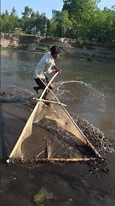 Old Style Push Net Fishing Method for Daily Survival