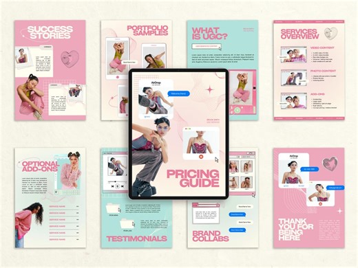 UGC Content Creator Pricing Guide, Influencer Services Pricing List, Brand Collaboration Packages, Media Kit, Rate Sheet, Canva Template Y2K - Etsy