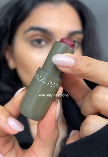 a lipstick, blush, and eyeshadow all in one!! #mangopeople #fyp #multistick #cherryblush #3in1